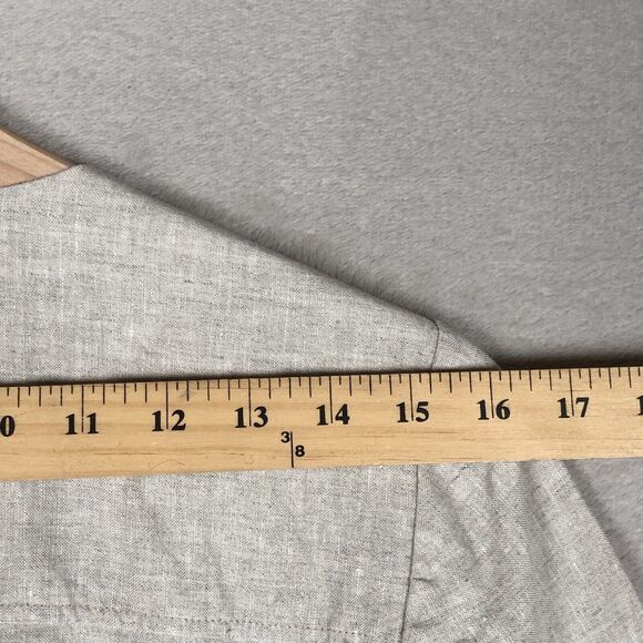 CHICO'S 100% Linen Shirt Sz 0 US Small Light Gray Beige 3/4 Sleeve‎ Pockets Zip - Picture 6 of 7